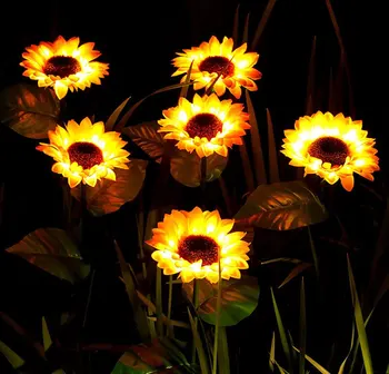 1/4/8db LED Napraforgó Napelemes Lámpa Kültéri Kerti Világítás Vízálló Út Udvaron Esküvői Holiday Garden Decor Napenergia Virágok Lámpa