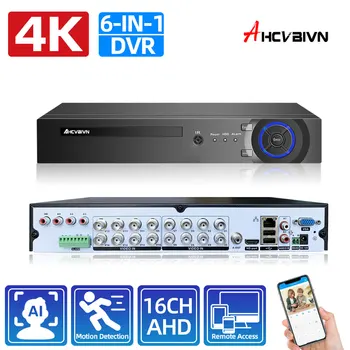 16CH AHD DVR 8 megapixeles HD CCTV Biztonsági Kamera Rendszer Készlet 6 1 16 Csatorna Hibrid DVR 8 Csatornák Digitális Videó Megfigyelő Rögzítő