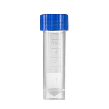 200Pcs Végzett Injekciós üveg Tároló Konténer Kémcsövek 5Ml Kék Műanyag Csavaros Kupakkal