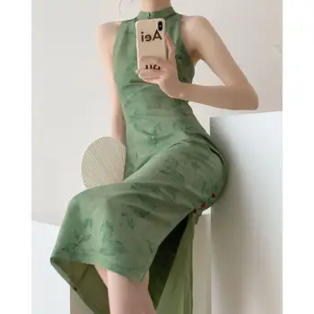 2023 kínai fogyasztó elvágta retro ujjatlan javult cheongsam ruha nemzeti stílus hosszú, szexi, elegáns nők qipao ruha s142