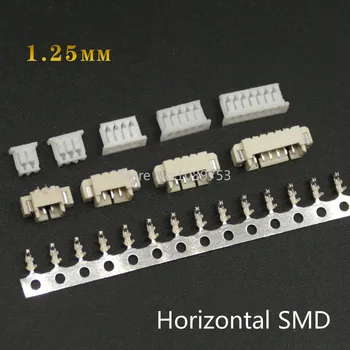 20sets MICRO JST 1.25-2/3/4/5/6/7/8 pin csatlakozó 1.25 MM Vízszintes PÁLYÁN pin (fejléc + Ház + terminál )2p/3p/4p/5p/6/7/8P
