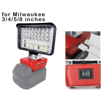 3/4/5/8 Hüvelyk Autó LED munkalámpa Elemlámpák Elektromos Fáklya Reflektorfénybe Dual USB-Power Bank Milwaukee M&18 18V Li-ion Akkumulátor