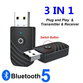 3 AZ 1-ben Vezeték nélküli Bluetooth-Adapter Adó-Vevő készülék 3,5 mm-es AUX USB Dongle Audio Adapter Autós kihangosító Hívás Zene Hangszóró