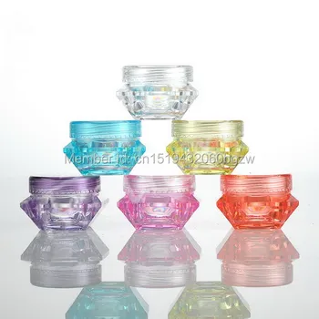 3g 5g színes gyémánt alakú üres kozmetikai konténerek csavaros kupakkal minta konténerek jar bőrápoló krém üvegek pot tins