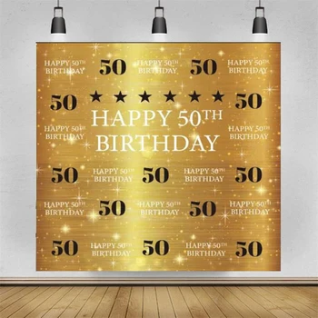 50 Születésnapi Fotózás Hátteret Felnőtt Lépés, Majd Ismételje meg az Arany Csillogó Fényes Háttér Ötven Éves Kor Parti Dekoráció Zászló