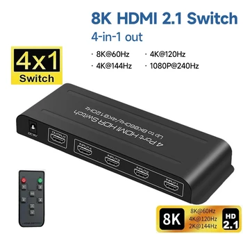 8K@60hz HDMI Switcher 4 1 Auto Switch IR Távirányító 4K@120Hz HDR DTS Dolby Atmos Látás AC3 a PS5 Xbox X
