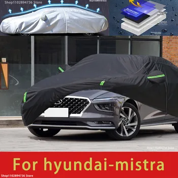 A Hyundai Mistra Alkalmas Kültéri Védelem Teljes Autó Fedi hótakaró Napernyő, Vízálló Porálló Külső fekete autó fedezet