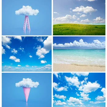 A természetes Tájkép Fotózás Háttér, kék ég, fehér felhők rét Utazási Fotó Hátterekkel Stúdió Kellékek TKYD-08