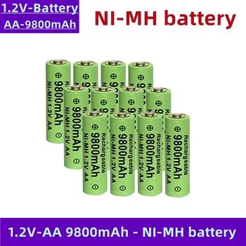 AA nikkel-hidrogén akkumulátor, 1,2 V, 9800 mAh, nagy kapacitású, tartós, gyakran használnak az egerek, ébresztőóra, játékok, stb.