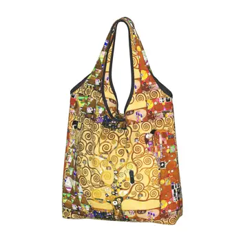 Az Élet Fája Stoclet Fríz Gustav Klimt Bevásárló Táska Újrafelhasználható Élelmiszerbolt Tote Bags Nagy Kapacitású Újrahasznosítás Táskák Mosható Táska