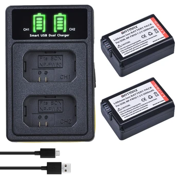 Batmax NP-FW50 NP-FW50 Akkumulátor+Új LED-es Dual USB Töltő Sony A6000 a6400 a5100 a35 A55 a7s II alfa 55 alfa 7 A72 A7R Nex7