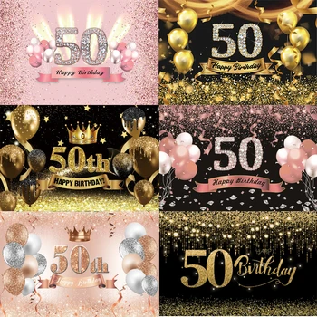 Boldog 50-ik Születésnapját Hátteret, Férfiak, Nők 50 Év Évesek Születésnapi Party Fotózás Háttér Fotó Stúdió Kellékek Dekoráció