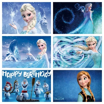 Disney Fagyasztott Elsa Királynőt, Anna Fotózás Háttér Lány Gyerekek Szülinapi Party Dekoráció Zászló Hátteret Fotó Stúdió