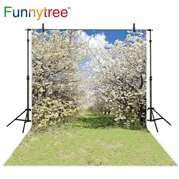 Funnytree hátterekkel, a stúdió fotózás tavaszi természet megtekintése virág, a fák, a fű ég szakmai háttér photocall kellék