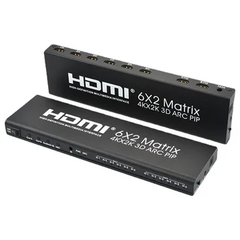 HDMI Matrix 6x2 - HD Váltás Elosztó 6-Bemenet, 2 Kimenet Kép-a-képben ARC Audio Return