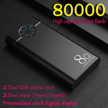 Hordozható készülékek 3.0 mobile power rulett monitor 80000Mah PD USB 3.0 külső mobil akkumulátor iPhone Xiaomi