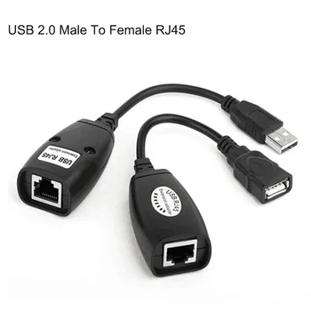 Hosszabbító kábel USB 2.0 A Férfi-Nő Cat6 Cat5 Cat5e 6 LAN Ethernet Hálózati Kiterjesztés Repeater Adapter Átalakító Kábel