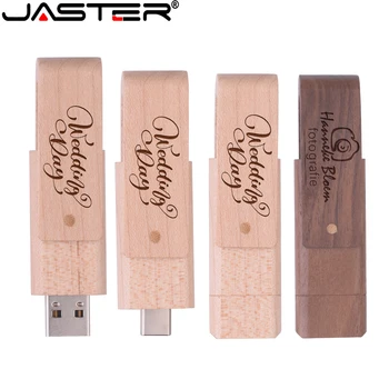 JASTER USB Flash Meghajtó TÍPUS C-2 az 1-ben Memory Stick 2.0 Fa/Bambusz Pendrive 4GB 8GB 16GB 32GB 64GB 128GB Ingyenes Logo Esküvői Ajándék