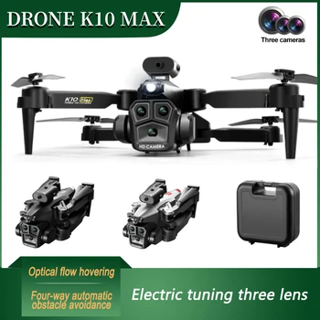 K10Max RC Drón Professional 3 Kamerák 4K Professinal Optikai Áramlás Lokalizáció 4-Way Akadály Elkerülése RC Quadcopter