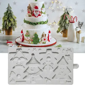 Karácsonyfa Karakter Szilikon forma Fondant Torta Díszítésére, illetve a Cookie-k Penész Sugarcraft Csokoládé Sütés Eszköz, Konyhai