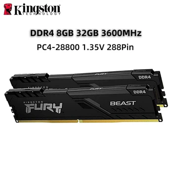 Kingston FURY Fenevad DDR4 8 GB, 32 gb-os 3600MHz Asztali AMD, az Intel, CPU, Alaplap, Memória, Ram 288 PIN 1.2 V Gaming Memória