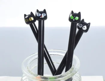 Koreai Írószer Nagy Szem Fekete Macska Semleges Toll Aranyos Rajzfilm Fekete Macska Aláírás Toll Nagykereskedelmi