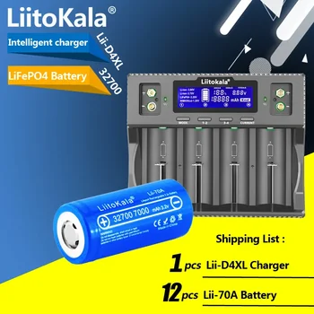 LiitoKala Lii-D4XL 32700/21700/18650/26650 Intelligens Akkumulátor Töltő+ 12DB Lii-70A 32700 7000mAh LiFePO4 Batteryy
