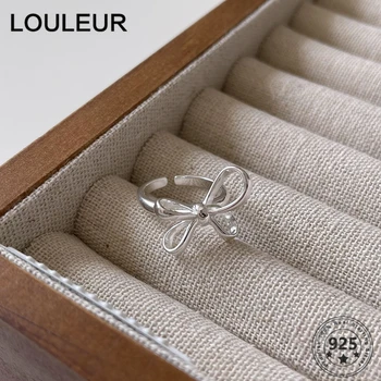 LouLeur Egyéniség 925 Sterling Ezüst Gyűrű Design Íj Gyűrűk Női Gyűrű 2021 Trend 925 Ezüst Ékszerek, Divat