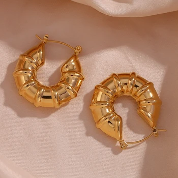 MamacitaSlay női ékszerek gumiabroncs három-dimenziós üreges alakú fülbevaló rozsdamentes acél arany-bevonatú anti-oxidációs fülbevaló
