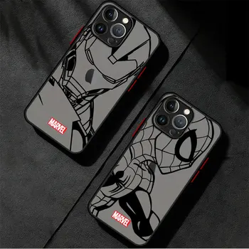 Marvel Ironman Pókember Telefon tok iPhone 14 15 Plusz 11 Pro XS X 12 Mini 8 7 6 13 Pro Max SE XR Szilikon hátlap Matt