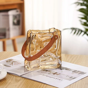 Nagy, Sárga Színű Üveg Váza, Világos, Belső Kis Vázák Luxus Glass Florarium Hidroponikus Floreros Lakberendezés Otthon