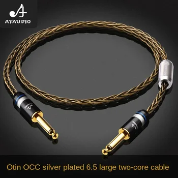 Otin 6.5 nagy, két mag mikrofon kábel láz 6N egyetlen kristály réz ezüst bevonatú 6,5 MM-es elektromos gitár audio kábel