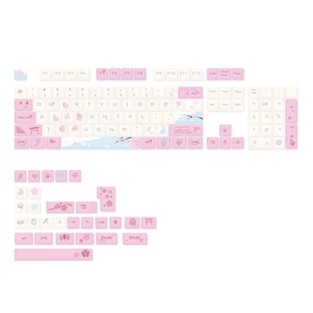 PBT Keycaps 133PCS Virág Téma DyeSublimation Rózsaszín Keycap Meghatározott CherryProfile a Lányok Mechanikus Billentyűzet