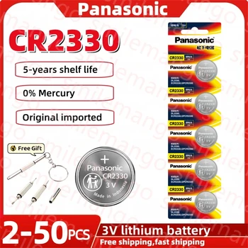 Panasonic 2-50PCS CR2330 3V gombelem Akkumulátor BR2330 ECR2330 2330 Autó Távirányító LED-Flash Kártya Érme, Akkumulátorok