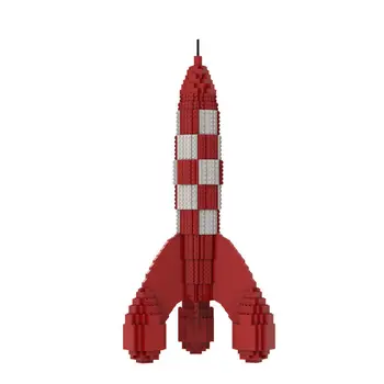 Piros-Fehér Kockás Hold rakéta Modell 1525 Db Épület Játékok MOC Építeni