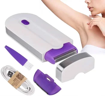Professzionális, Fájdalommentes szőrtelenítés Készlet Mini Borotva Újratölthető USB Női Test, Arc, Láb Bikini Kezében Borotva szaggatóval
