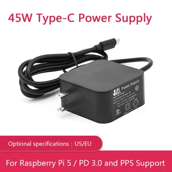 Raspberry Pi 5 45W C-Típusú Tápegység Támogatás PD 3.0 PPS Opcionális Specifikáció MINKET EU