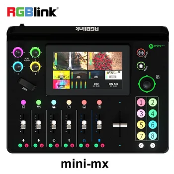Rgblink mini-mx Videó Switcher HDMI-Kompatibilis 2.0 4K Multi-csatorna Streaming Videó Mixer 5,5 hüvelykes érintőképernyő