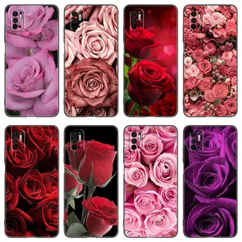 Rózsa, Rózsaszín, Piros Virág Telefon Esetében A Xiaomi Redmi Megjegyzés 7 8 9 10 11 8 TONNA 10T 9-ES 10-ES 11-4G 11E 11T Pro 5G Puha TPU Fekete Borító