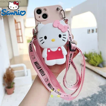 Sanrio Hello Kitty Dallam 3D Szilikon Mini Tárca Táskák Telefon tok iPhone 13 14 11 12 Pro Max Mini Plus Kors Heveder