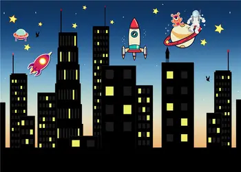 Szuper Város éjszakai Tér rakéta hátterekkel, Magas minőségű Számítógép nyomtatási fél háttér