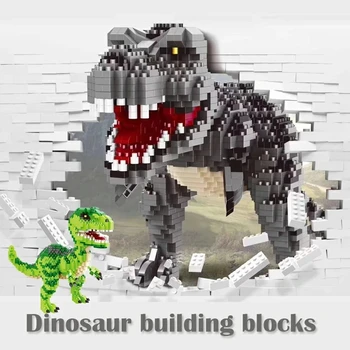Tyrannosaurus Rex Micro Építőkövei Tégla Velociraptor Modell Jurassic Park Ábra Dinoszaurusz Játékok Gyerekeknek, Születésnapi Ajándék