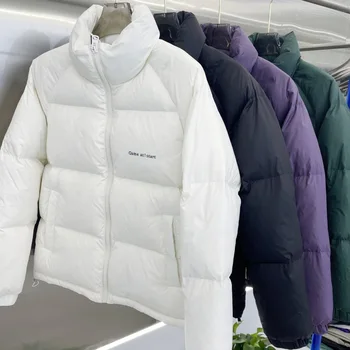 Téli Kabát Férfi Divat Fény télikabátot egyszínű koreai Slim Állni Gallér Alkalmi Kabát, Meleg Parka Kabát