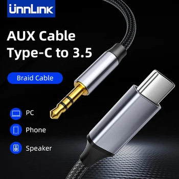 Unnlink USB-C-3,5 mm-es Aux Kábel 1.2 Méter Zsinór Hangszóró Audio Kábel Típus C-Jack Autó Heaphone Samsung