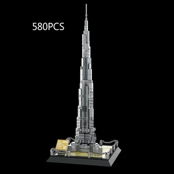 Világhírű Építészeti Micro Gyémánt Blokk Burj Khalifa Torony Dubai, Egyesült Arab Emírségek Modell Épület Tégla Játék Nanobricks