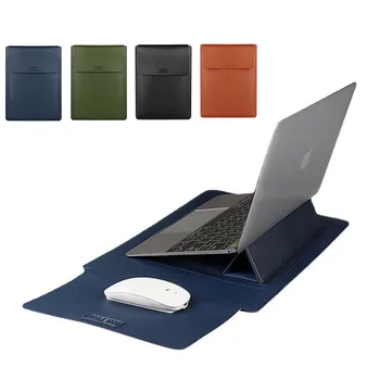Vízálló PU Laptop tok Macbook Air 13.6 Pro 14.2 15 Fold-Állvány Notebook Sleeve Táska Tok Számítógép Tartozékok Huawei