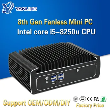 Yanling ventilátor nélküli Asztali Számítógép Intel Core i5 8250u 4k Mini PC Dual Nic Barebone Nvidia i9 Vékony Kliens támogatja a 3G 4G Modul