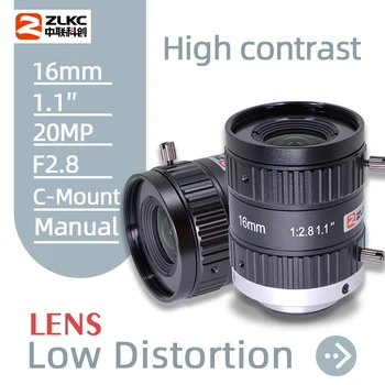 ZLKC 20MP Lencse 1.1 Hüvelykes, Nagy Felbontású 16 mm-es C-Mount Objektív FA Gépi Látás F2.8 Kézi Alacsony Torzítás Makró Kamera CCTV Alkatrészek