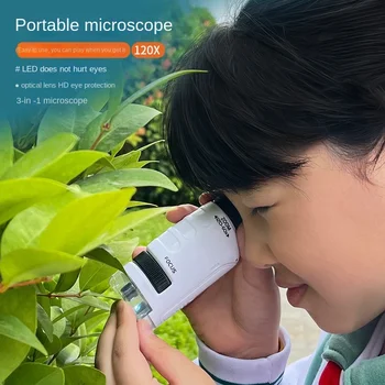 hordozható 3-in-1microscope kamera gyerekek Tudományos Kísérlet Kültéri megfigyelő az állatok 60-120XInfinite fókuszálás szemlencse