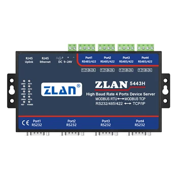 magas átviteli sebesség 4 port RS232 485 422, hogy Ethernet TCPIP Átalakító Modbus RTU TCP Kapu Soros eszköz szerver ZLAN5443H